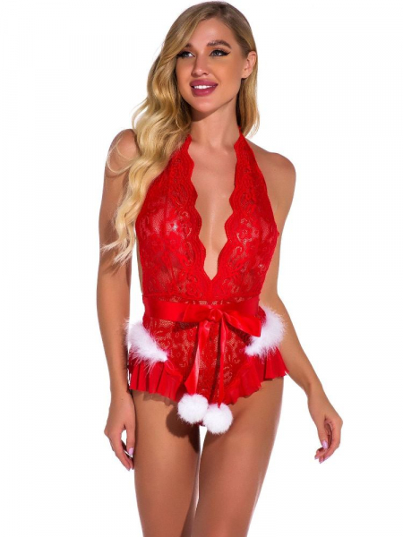 BALINA RED LACE CHRISTMAS BODYSUIT