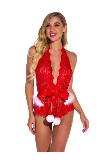 BALINA RED LACE CHRISTMAS BODYSUIT