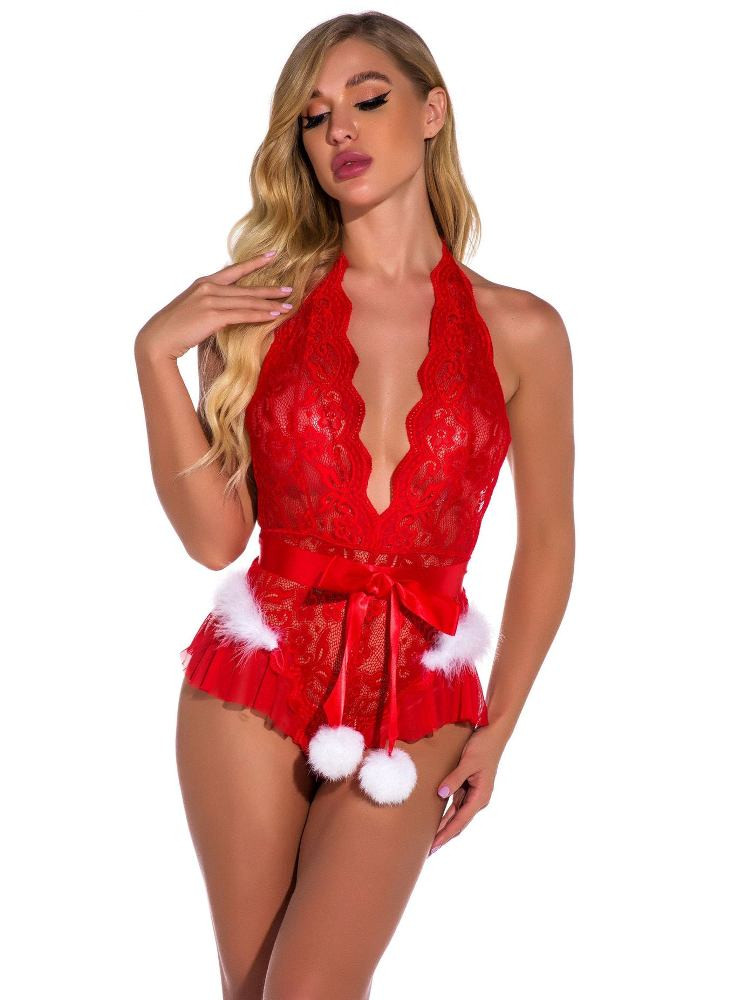 BALINA RED LACE CHRISTMAS BODYSUIT