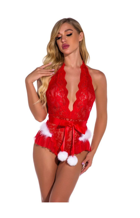 BALINA RED LACE CHRISTMAS BODYSUIT