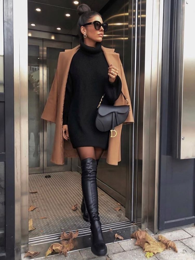 LIANA BLACK KNITTED DRESS