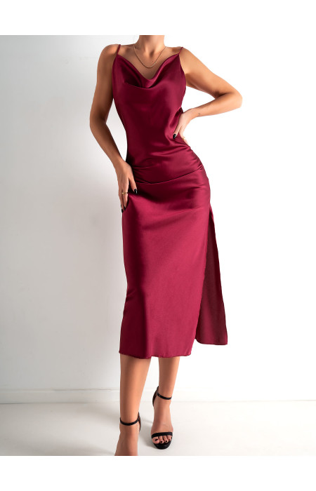 AMNESIA WINE MIDI DRESS