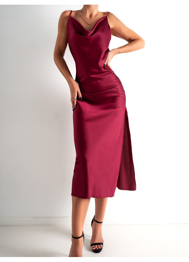 AMNESIA WINE MIDI DRESS