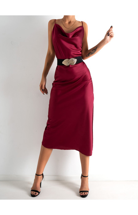 AMNESIA WINE MIDI DRESS
