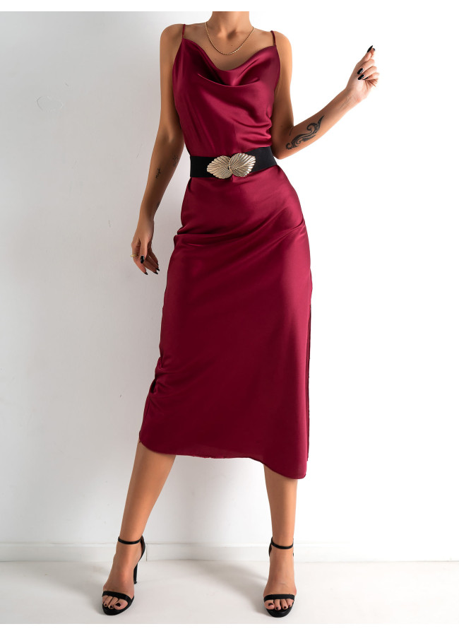 AMNESIA WINE MIDI DRESS
