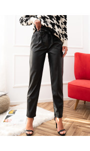 MARSELA  BLACK LEATHER HI WAISTED PANTS