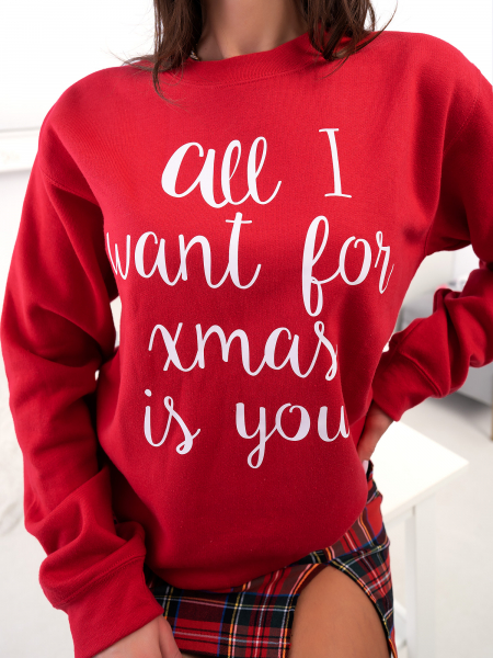 ALL I WANT RED SWEATER