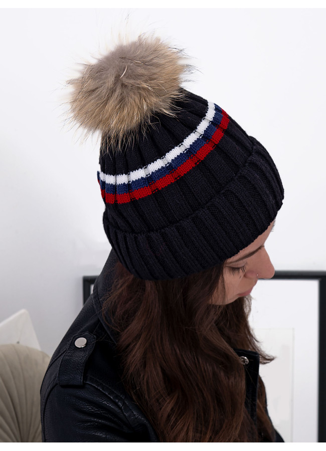 VERONICA BLUE POM POM BEANIE