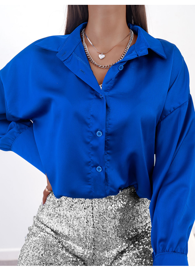 CLODE  ROYAL BLUE SATIN SHIRT