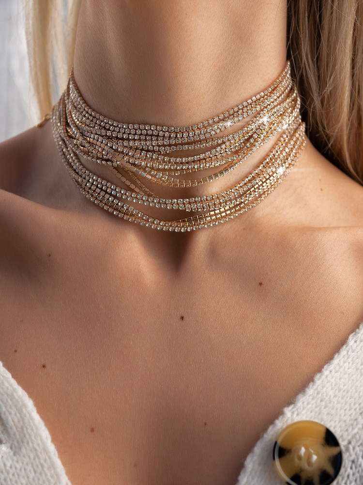 NOIRE GOLD STRASS NECKLACE