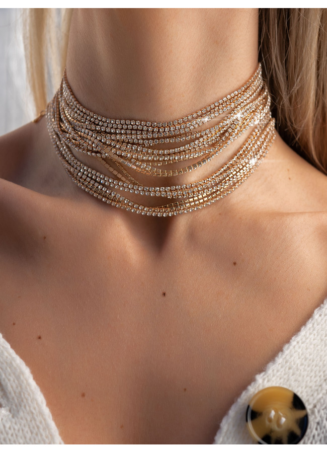 NOIRE GOLD STRASS NECKLACE