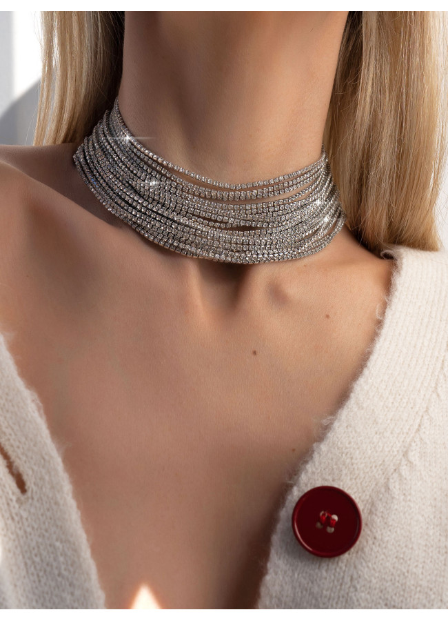 NOIRE SILVER STRASS NECKLACE