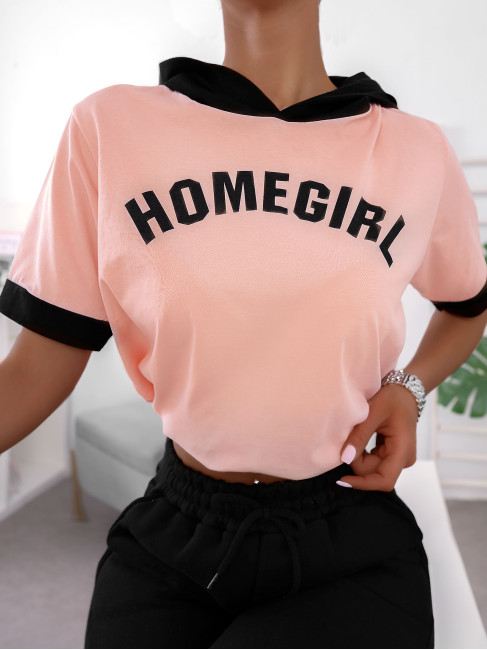 HOMEGIRL SALMON CORD HOOD TSHIRT