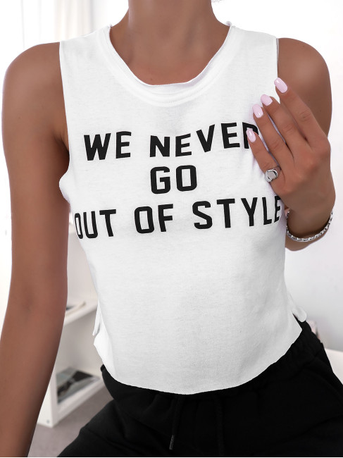 NEVER GO WHITE TANK TOP