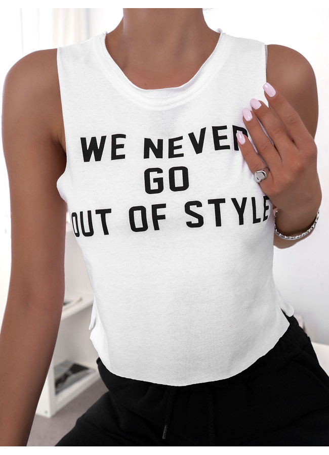 NEVER GO WHITE TANK TOP