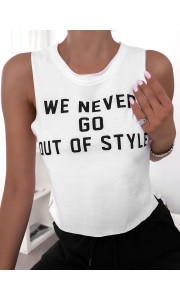 NEVER GO WHITE TANK TOP