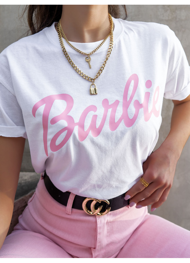 WHITE PINK T-SHIRT BARBIE
