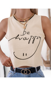 BE HAPPY BEIGE TANK TOP