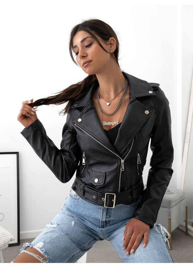 KANI BLACK LEATHERETTE JACKET