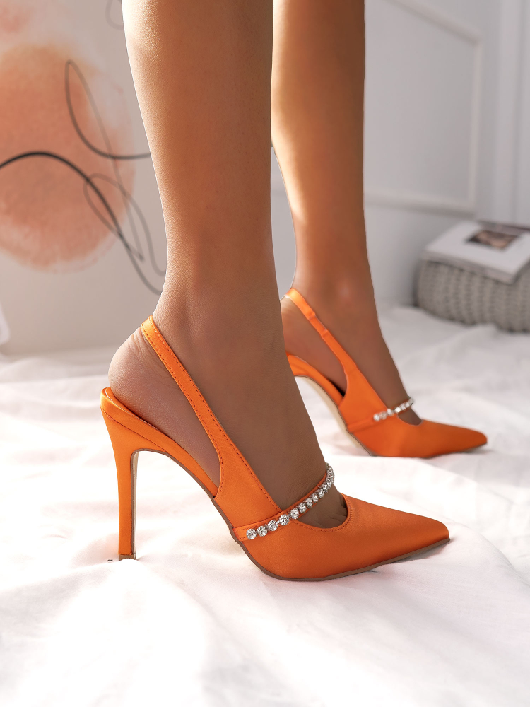 ODELIA APRICOT PUMPS WITH STRASS