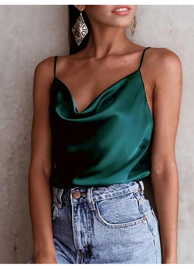 MONROE EMERALD SATIN TOP