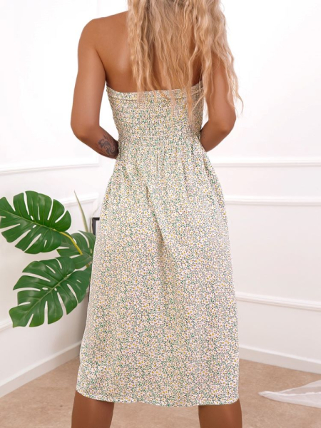 OLYMPEA MINT STRAPLESS FLORAL DRESS