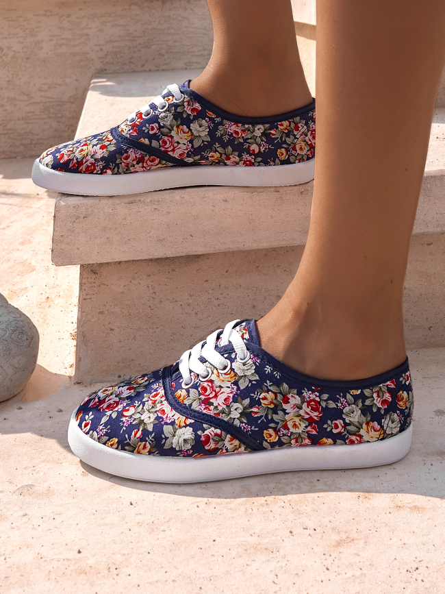 CANVAS FLORAL SNEAKERS -...