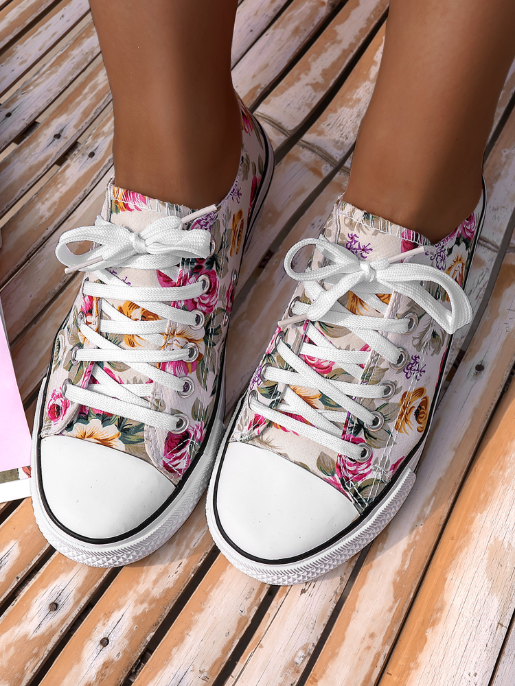 WHITE FLORAL SNEAKERS -SUPER WHITE FLORAL