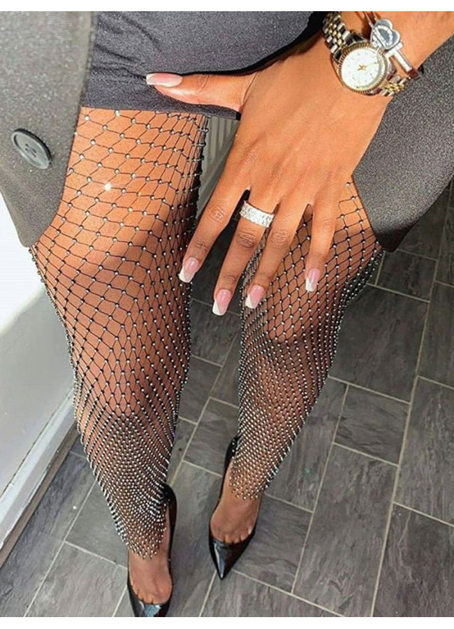STRASS BLACK NET LEGGINGS