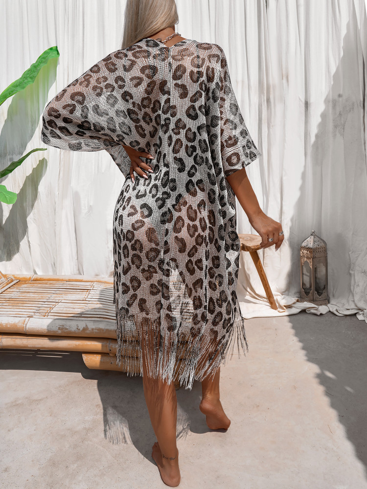 NENA GREY LEOPARD KIMONO