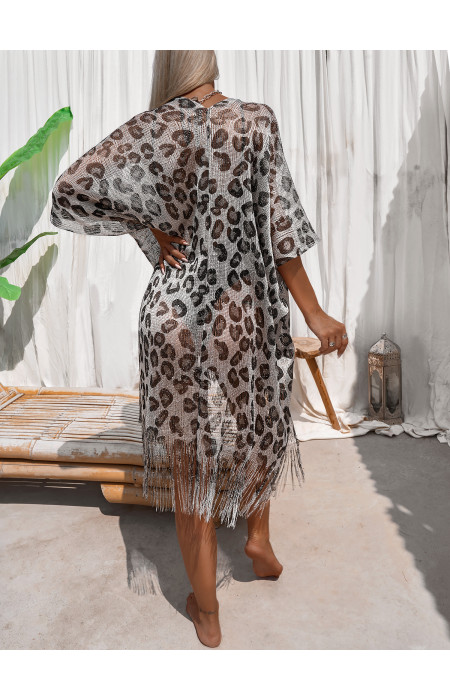 NENA GREY LEOPARD KIMONO