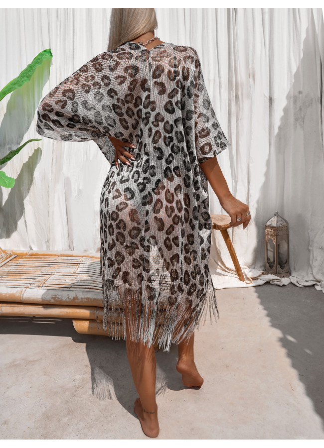 NENA GREY LEOPARD KIMONO