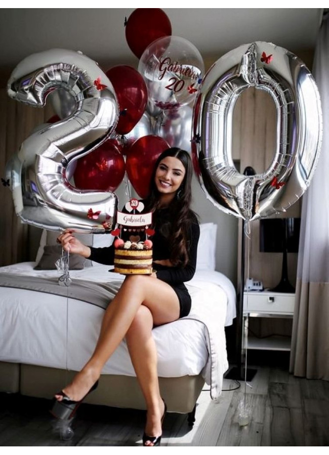 SILVERY NUMBER BALLOON