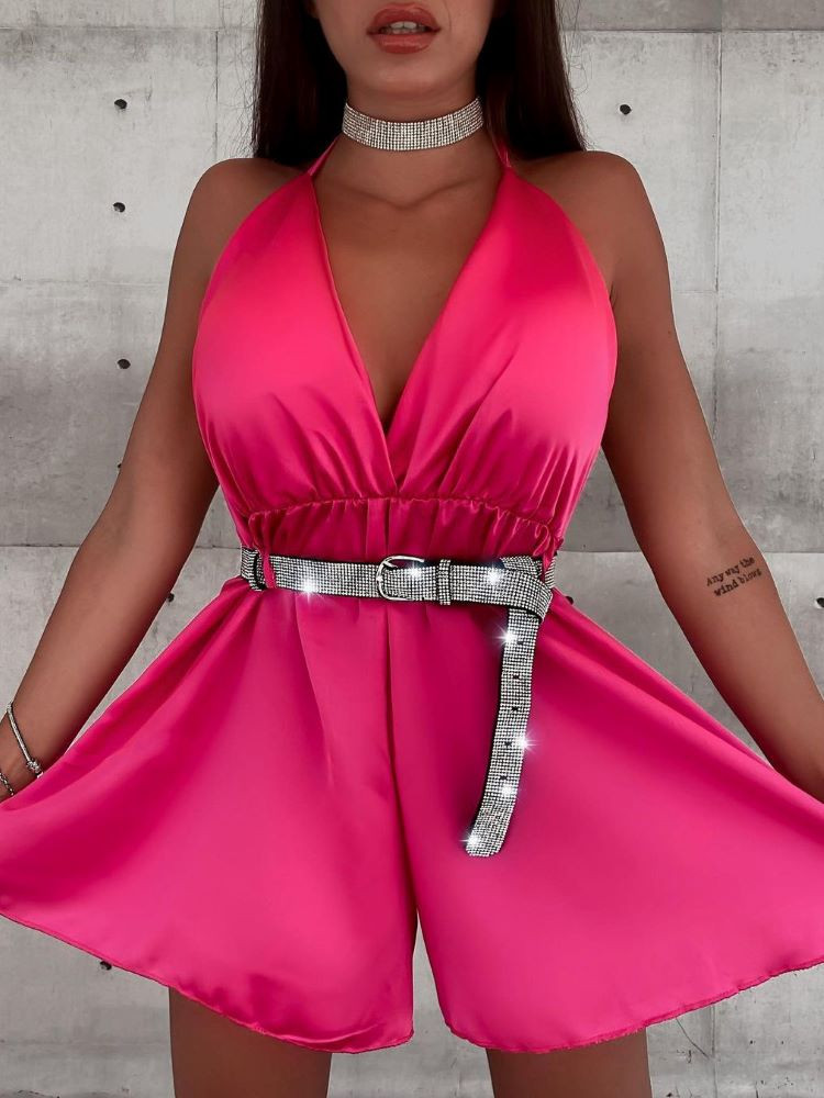 MIRIAM FUCHSIA SATIN PLAYSUIT