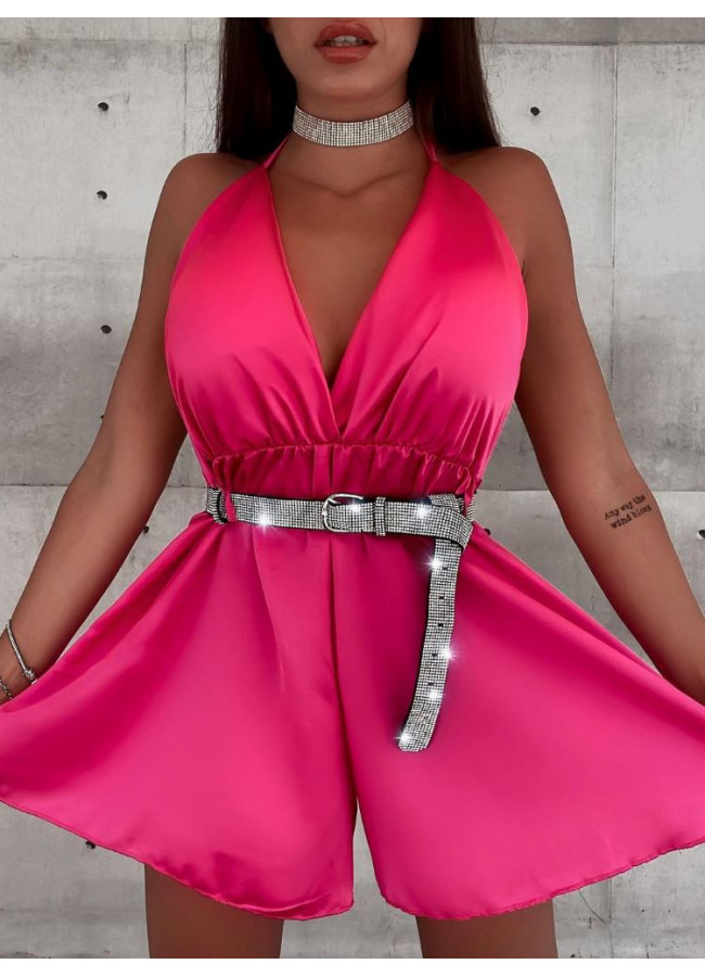 MIRIAM FUCHSIA SATIN PLAYSUIT
