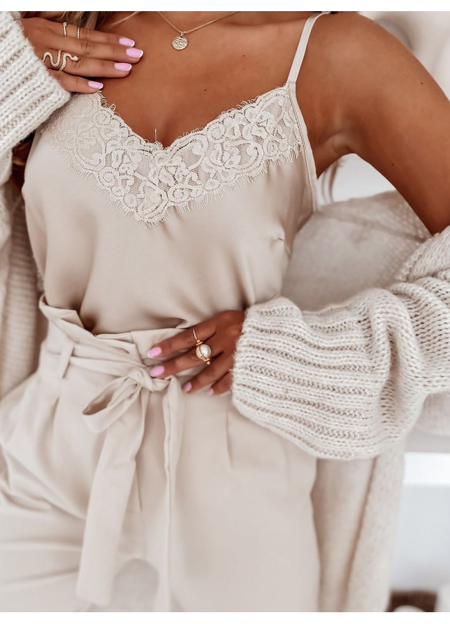CAPUCCINO SATIN LINGERIE TOP