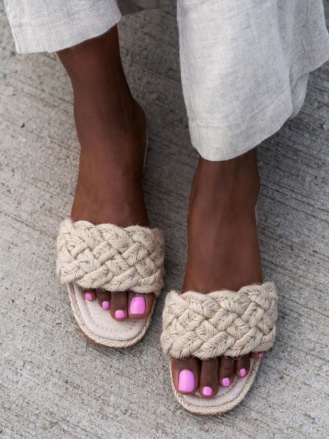 BALIMA BEIGE KNITTED SLIPPERS