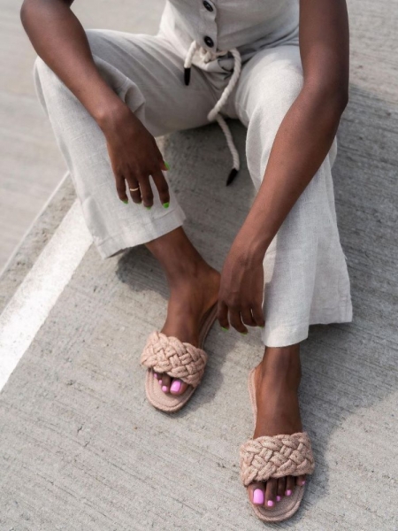 BALIMA BEIGE KNITTED SLIPPERS