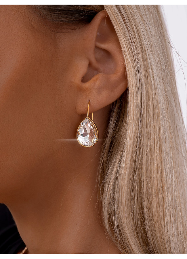WHITE STRASS TEAR EARRINGS