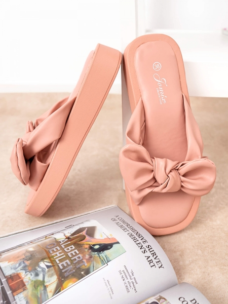 ZEFFY PINK SLIDERS WITH BOW