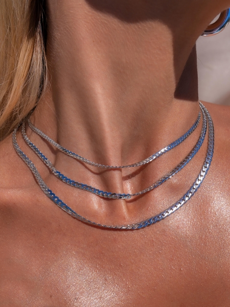 FARLEE TRIPLE LAYER SILVER NECKLACE