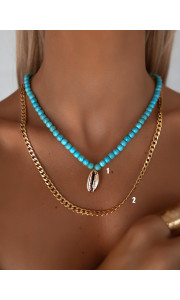 JAFAR GREEN BEADED SEASHELL NECKLACE