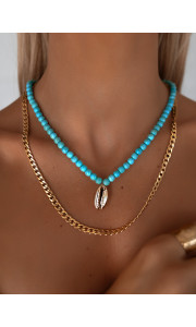 JAFAR GREEN BEADED SEASHELL NECKLACE