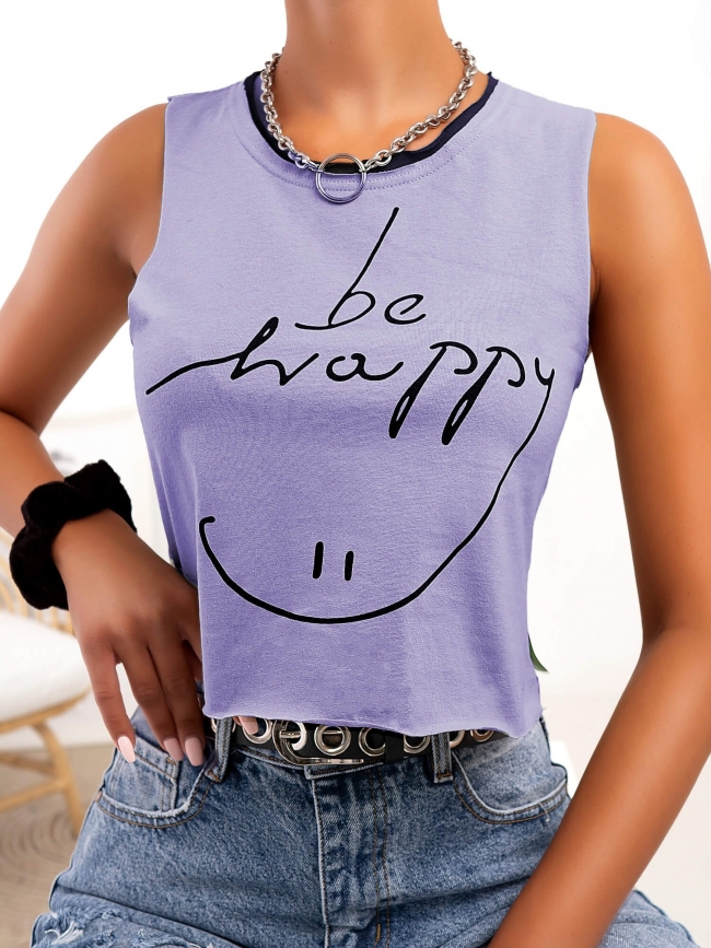 BE HAPPY LILLAC TANK TOP