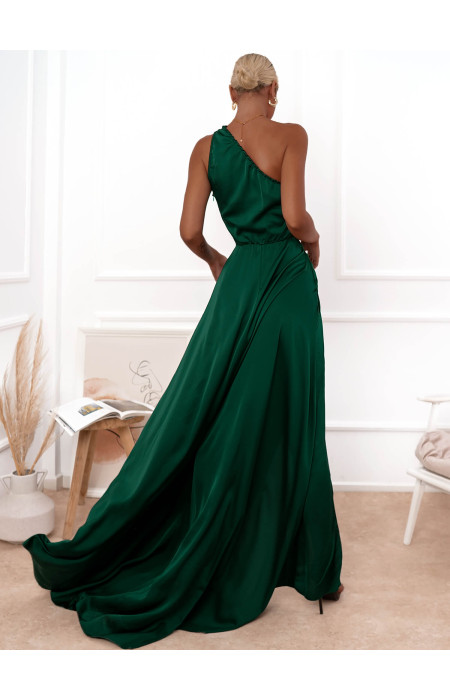 ARTESY MAXI DARK GREEN SATIN DRESS