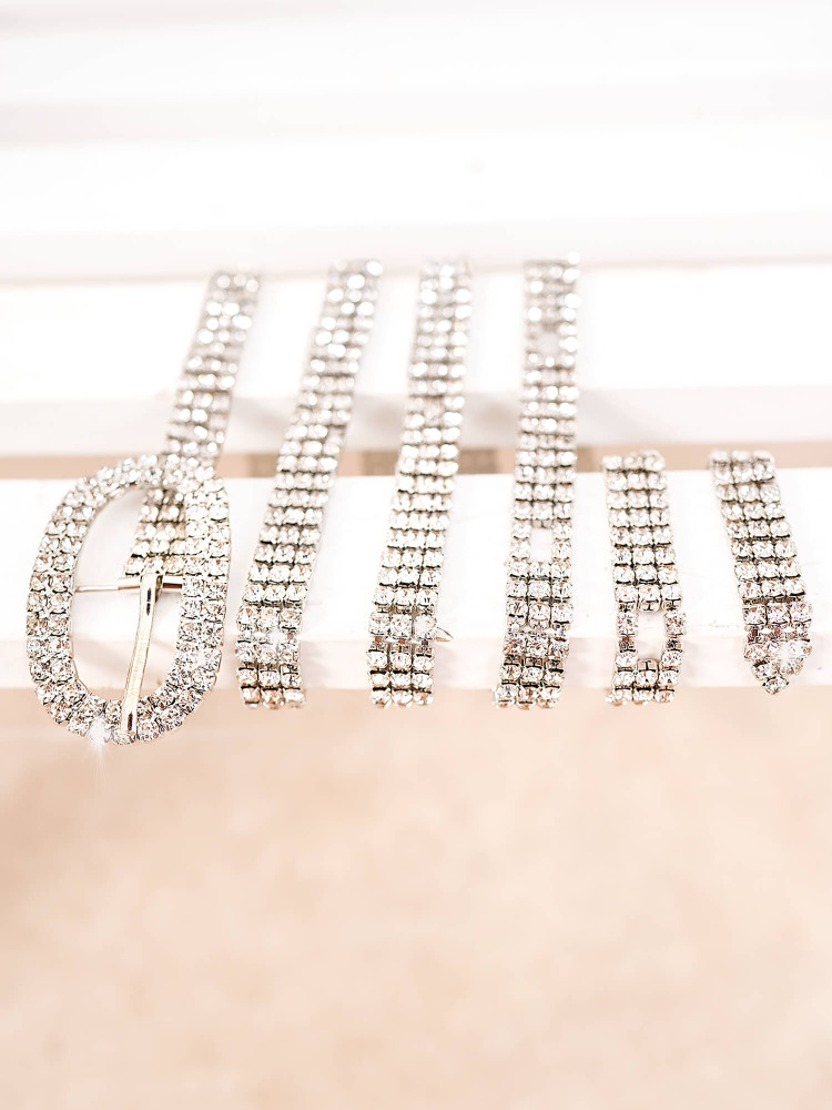 SILVER STRASS ROUND BELT- SADIE