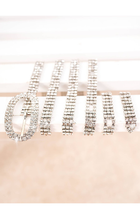 SILVER STRASS ROUND BELT- SADIE