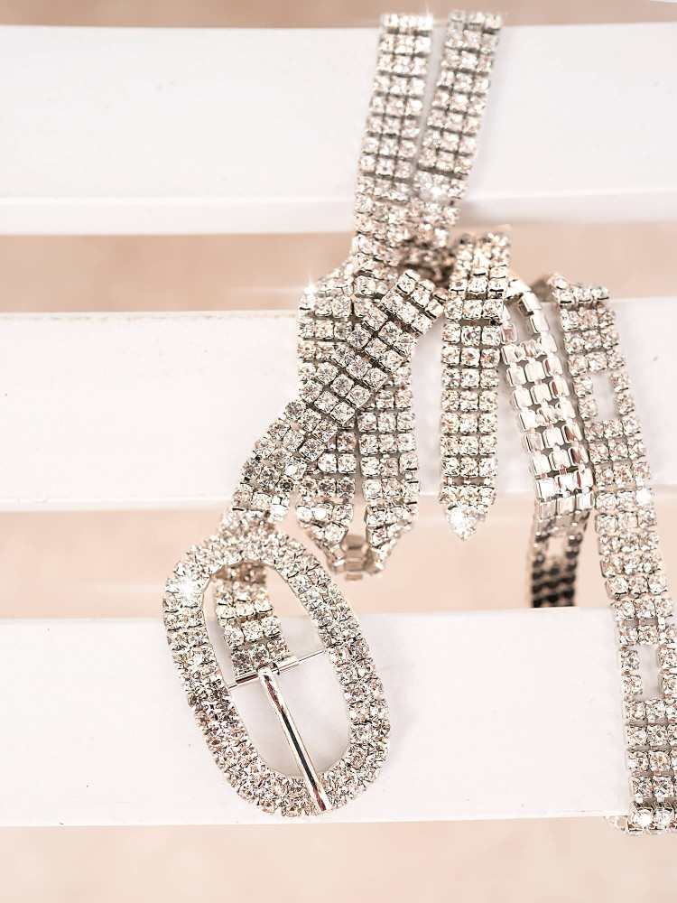 SILVER STRASS ROUND BELT- SADIE