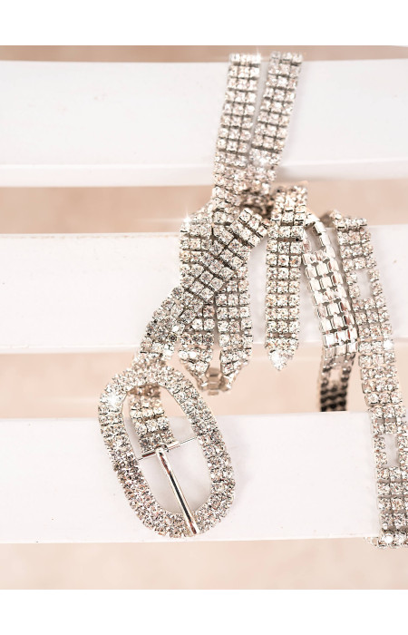 SILVER STRASS ROUND BELT- SADIE