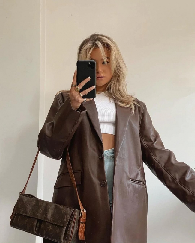 BROWN ECO LEATHER BOYFRIEND...